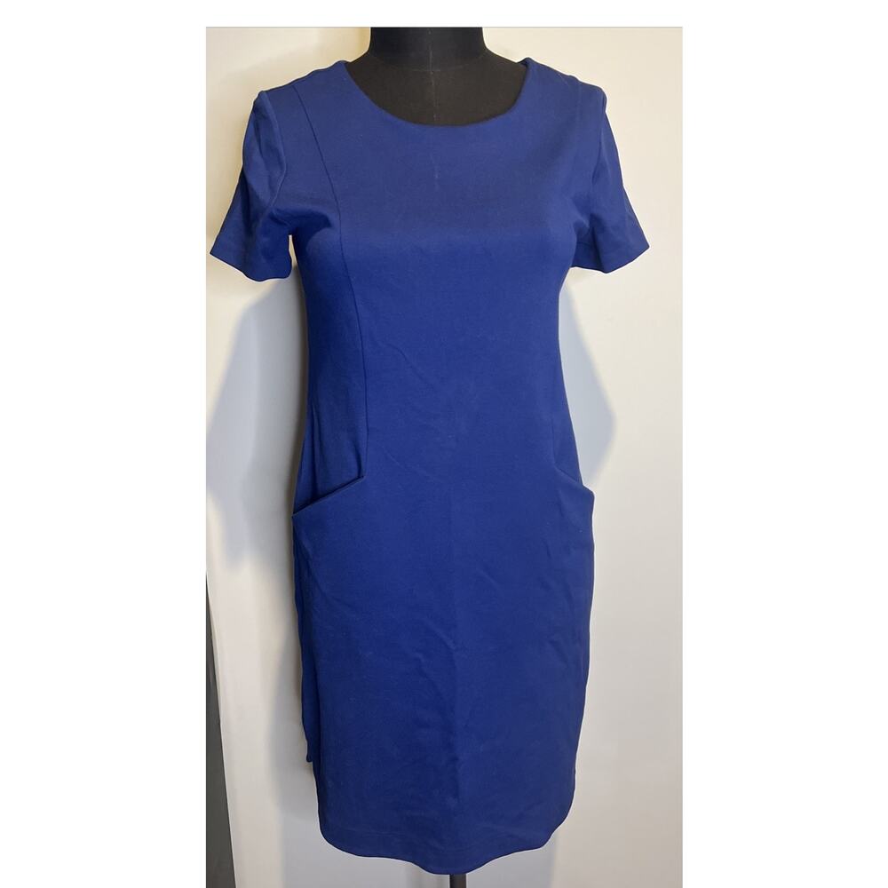 Banana Republic Shift Dress Pockets Blue Size 8 Short Sleeve